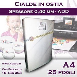 ADD - A4 - CIALDA PER TORTE / OSTIE EDIBILI - 25 Fogli - FORMATO A4 -
