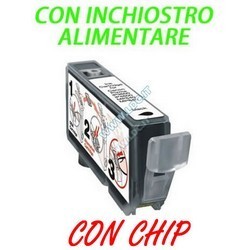 CLI-521Bk CON CHIP CARTUCCIA CON INCHIOSTRO ALIMENTARE COMPATIBILE CA