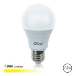 Elbat Bombilla LED A60 - 12W - 1080LM - E27 - Luz Calida - Color Blan